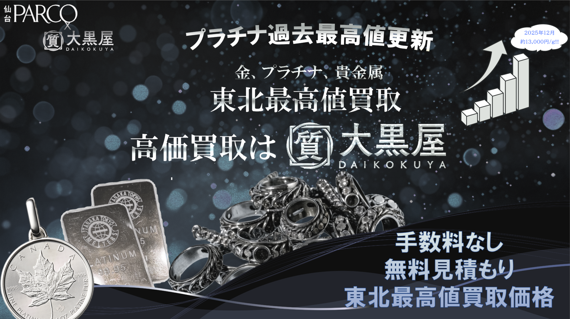 プラチナ　高価買取　大黒屋　仙台　パルコ